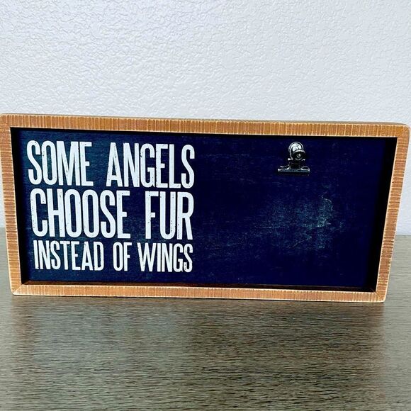NWOT Angel Dog Cat Picture Frame Clip Rustic Decor - Picture 1 of 3